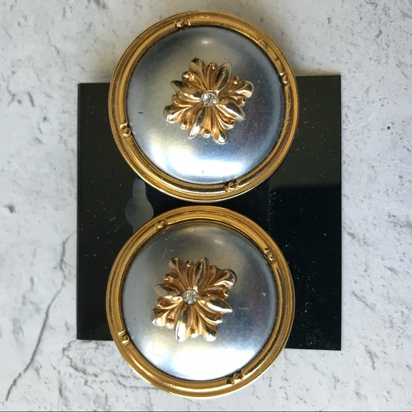 Earrings Bobs Gold Gray Enamel Posts